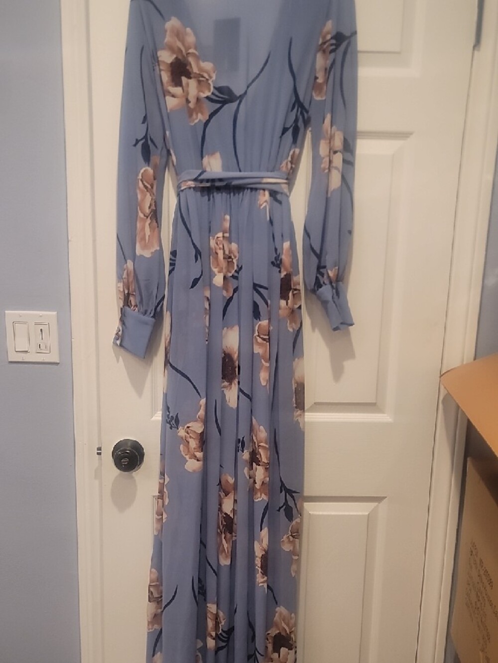 Women’s Light Blue Floral Wrap Maxi Dress - Picture 8 of 9